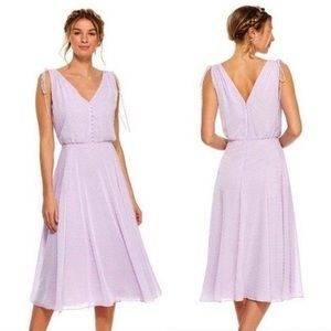 Gal Meets Glam Hilary Clip Dot Chiffon Midi Dress (Size 6)